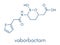 Vaborbactam drug molecule. Beta-lactamase inhibitor co-administered with meropenem to block degradation of the latter by