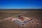 Vaca Muerta, Argentina, December 12, 2015: Extraction of unconventional oil. Battery of pumping trucks for hydraulic fracturing