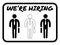 Vacancy announcement banner Job advertisement Open vacancy sign Search for employee vector illustration with bisinessmen