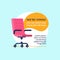 Vacancy office chair vector illustration. Business hiring and recruiting concept. simple flat background vector design.