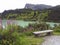 Vacant bench overlooking Austrian lake