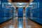 A Vacant Blue Locker Stands Alone In A Generic High School Hallway