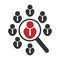 Vacant position icon or searching for job or employee. Search people. Vector concept pictogram magnifier