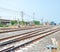 Vacant Rail way switch track with yellow die grass