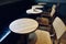 Vacant Wooden Tables and Chairs in a Cafe