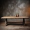 Vacant wooden tabletop, rustic charm meets industrial concrete wall in textured backdrop