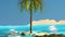 Vacation background. Tropical island with palm tree on the summer beach.