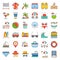 Vacation on the beach filled icon set