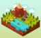 Vacation concept in isometric 3d.