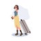 Vacation concept. Traveling Woman with Luggage, Passport, and Boarding Pass