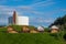 Vacation cottages and water tower