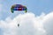 Vacation, extreme sports - colorful parachute over the sky with clouds