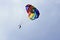 Vacation, extreme sports - colorful parachute over the sky with clouds