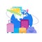 Vacation Flight with Baggage Flat Vector Concept