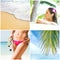 Vacation and holidays collage. Rest on a beach, traveling and spa collection.