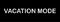 Vacation mode banner symbol isolated on black background.