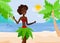 Vacation at Paradise Island Vector Illustration