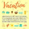 Vacation postcard background concept, cartoon style