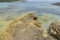 Vacation , Rocks by the sea with waves of the Mediterranean sea