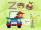 vacation to the zoo with little boy, vector cartoon illustration