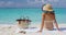 Vacation travel concept on Beach - Woman in bikini sun tanning relaxing on beach