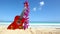 Vacation travel concept with ukulele and lei on tropical beach Oahu Hawaii