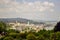 Vacation, travel, Europe. View on Budapest on cloudy day from Gellert Hill