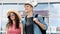 Vacation Travel. Happy Couple At Airport At Departure Terminal