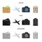 Vacation, travel, wallet, money .Rest and travel set collection icons in cartoon,black,monochrome style vector symbol