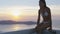 Vacation Woman Enjoying Sunset In Spa on Travel Vacation On Santorini