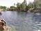 Vacationers people around a beautiful lake