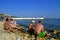 Vacationers relaxing on Balchik beach