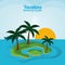Vacations paradisiac island ocean sunlight palm tree