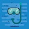 vacations scuba mask and snorkel isolated on blue background