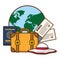 vacations world suitcase passport tickets