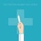 Vaccination against influenza doctor with syringe two. Vector illustration