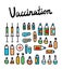 Vaccination colorful illustration with medical elements hand drawn minimalism for pediatrics therapy and neonatology