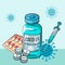 Vaccination Concept Flat Vector Illustration, Pills, Syringe, Coronavirus Vaccination, Covid-19 Vaccine. Health Protection. sars-c