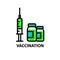 Vaccination icon - syringe and bottle with vaccine, virus antidote