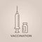 Vaccination line icon. vaccine and syringe symbol. vector immunization color image