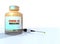 Vaccine ampoule syringe covid-19 coronavirus label - 3d rendering