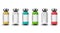 Vaccine bottle vector set. Vaccine bottles mockup template with various color isolated