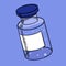 Vaccine bottle, vial or ampoule concept illustration, icon with black label, virus, copy space