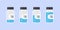 Vaccine bottles. Medical vials with a vaccine on a light blue background. Vector illustration