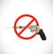 Vaccine concept - syringe as revolver hand gun with sign - poison or cure