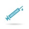Vaccine health icon badge with blue syringe sign