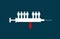 Vaccine Line. group of people standing On syringe with one different person under the needle . Conceptual Idea of Covid vaccine