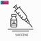 Vaccine line icon on white background. Editable stroke