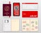 Vaccine passport covid-19 with logo bottle, syringe, global network, Smartphone with E Boarding pass, Economy class, Vaccination