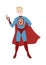 Vaccine super hero. Boy in costume with syringe